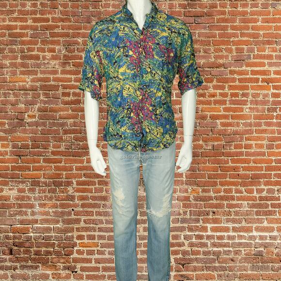 Goouch Vintage Funky Art Print Rayon Shirt - Picture 3 of 9